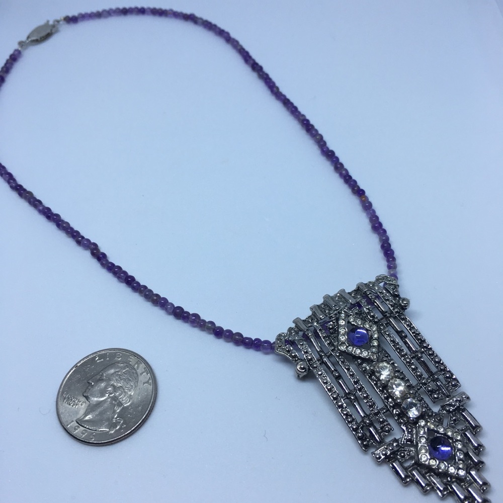 Amethyst Necklace with stunning vintage brooch